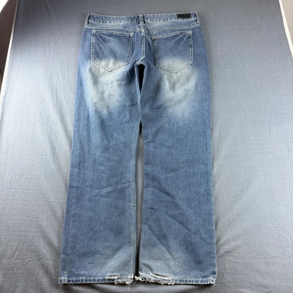 Ecko Unltd Jeans Men's 36 (Fits 38x32) Blue Relaxed Baggy Wide Leg Whiskered Y2K